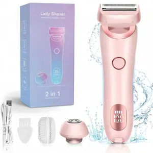 Electric Shaver for Women, 1 Set 2-in-1 Hair Removal Razor for Legs Underarm Face, Wet Dry Use Waterproof Shaver Rechargeable Bikini Trimmer with Detachable Head, Epilator Hair Remover