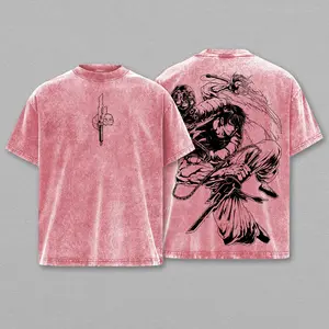 Toji JJK Anime Double Printed Vintage Washed Tee Unisex Oversize Anime Manga Washed Heavyweight Cotton T-shirt