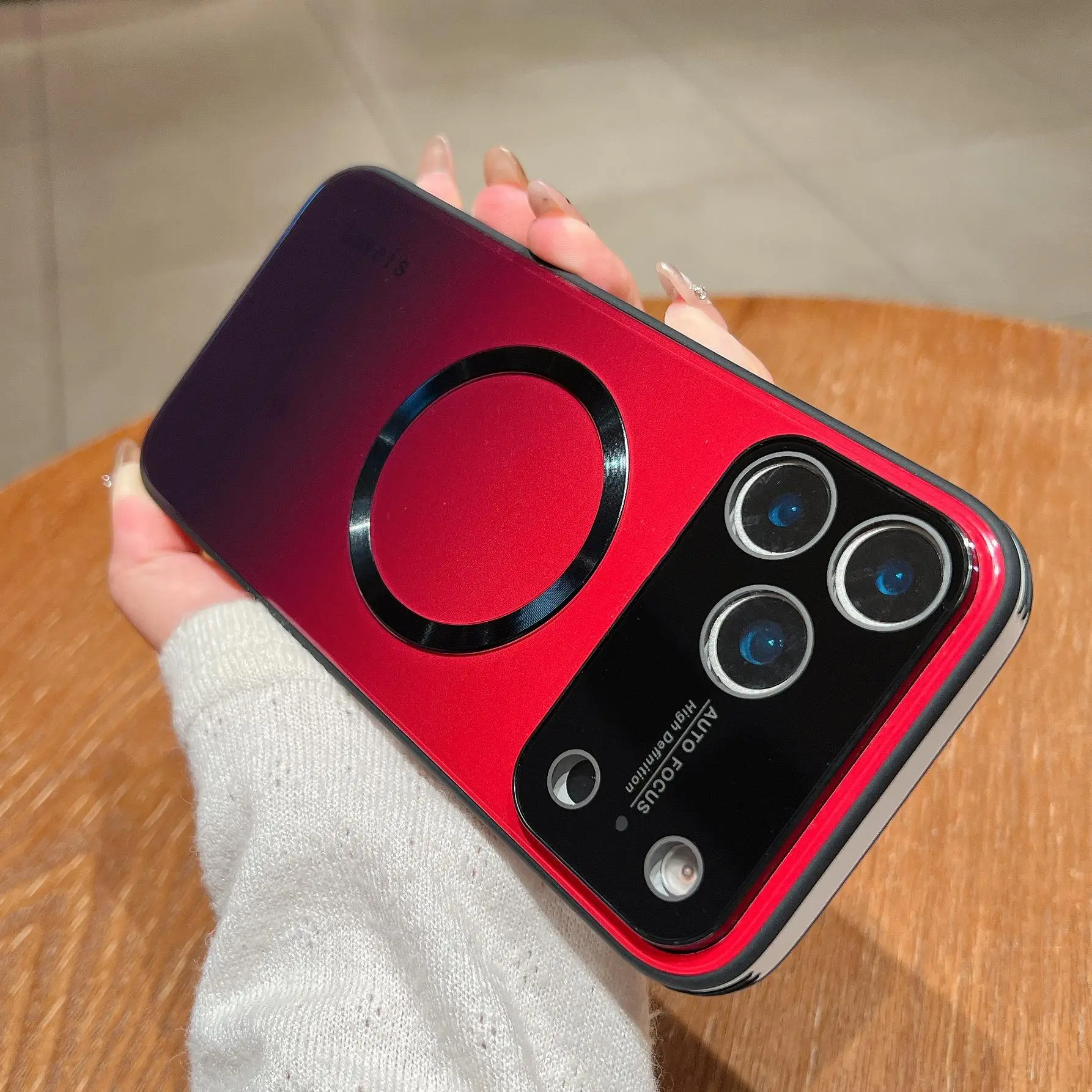 Magnetic Case with Full Camera Lens Protector For iPhone 12 13 14 15 16 17 Pro Max Silicone Case, Compatible with MagSafe Scratch Resistant Gradient G