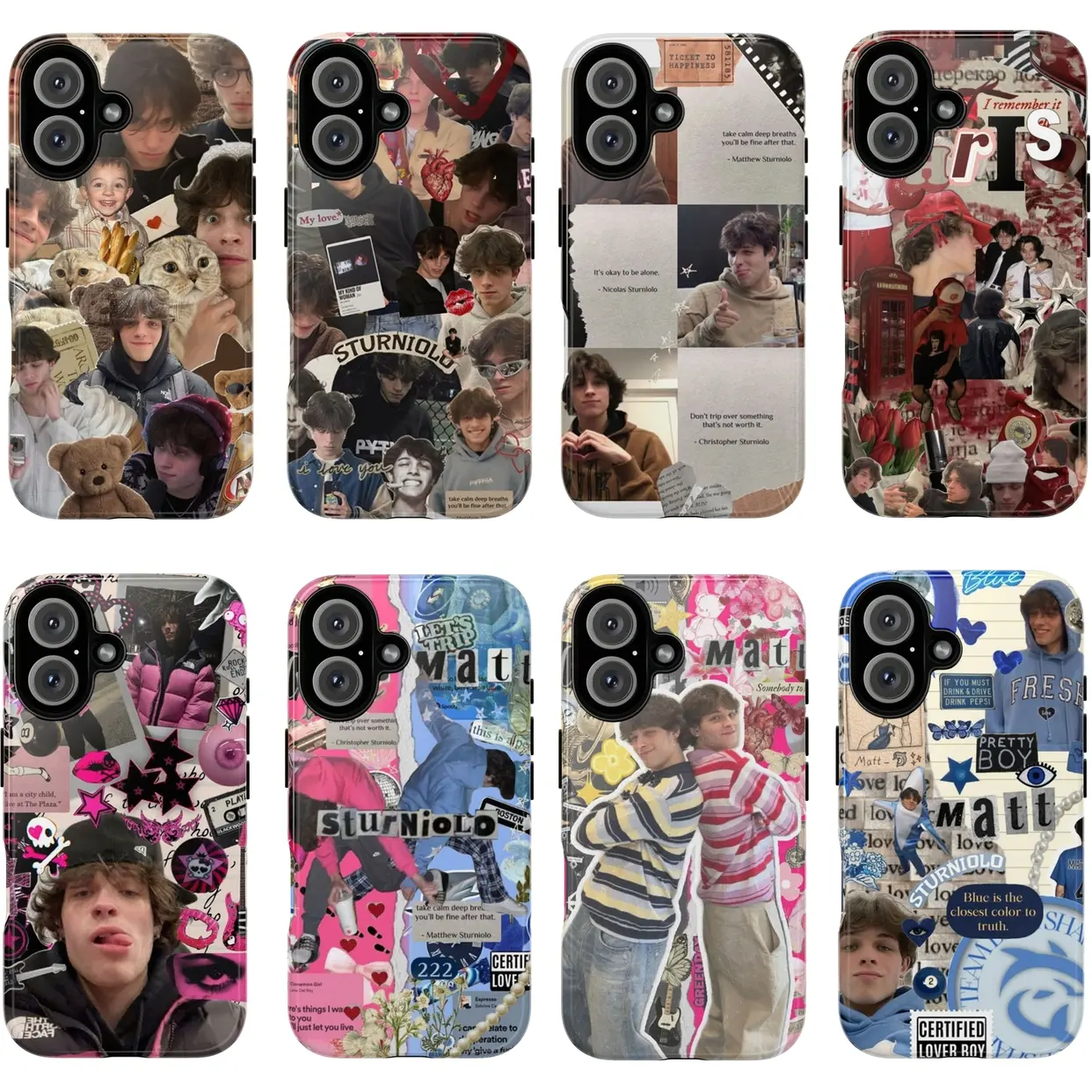 8 Styles Sturniolo Triplets Soft Cozy Boy Collage Phone Case – Vintage Brown Aesthetic with Teddy Bears & Warm Smiles | Compatible with iPhone 17–11 & Samsung S21–S25 Ultra E