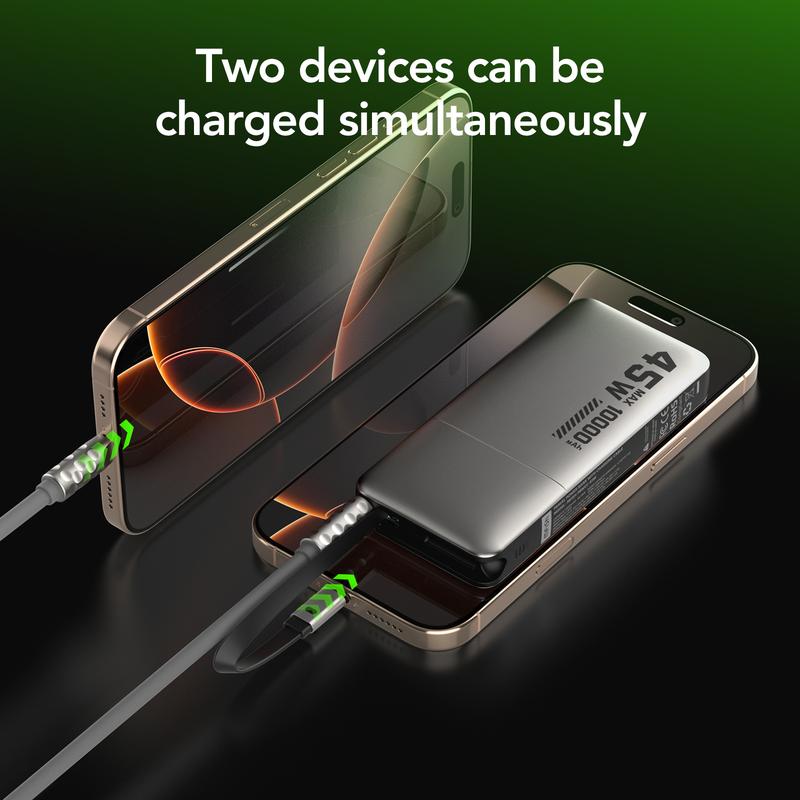 mfish Fast 45W 10000mAh Power Bank with Auto-Retractable Cable and Digital Display  for iPhone 16/15 Series, Galaxy, MacBook dealsforyoudays