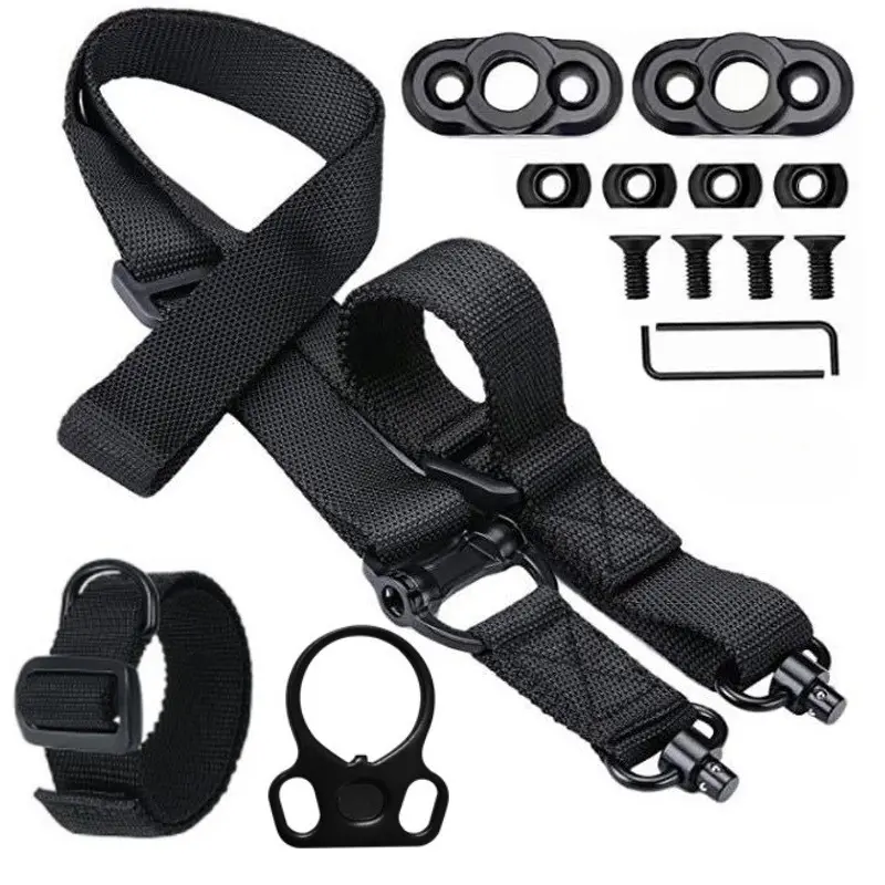 2‑Point Traditional Sling Quick Adjust Strap with Swivel Mount Wide Soft Comfort Shoulder Pad Durable Sling for Outdoor Activities Black