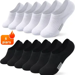 6 Pairs Men's Women's Invisible Shallow Breathable and Anti-slip Black and White Sports Socks casual sock low cut athletic hidden liner