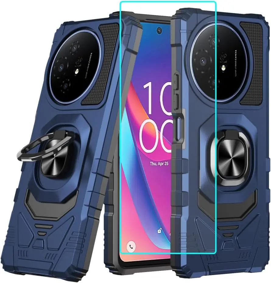 for TCL 60 XE NxtPaper 5G / TCL 50 XL Case with 1 Pack Screen Protector,Dual Layer Hybrid Heavy Duty Defender Protection,Sleek Rugged Reinforced Cushion Corner Kickstand Shockproof Bumper Cover Blue