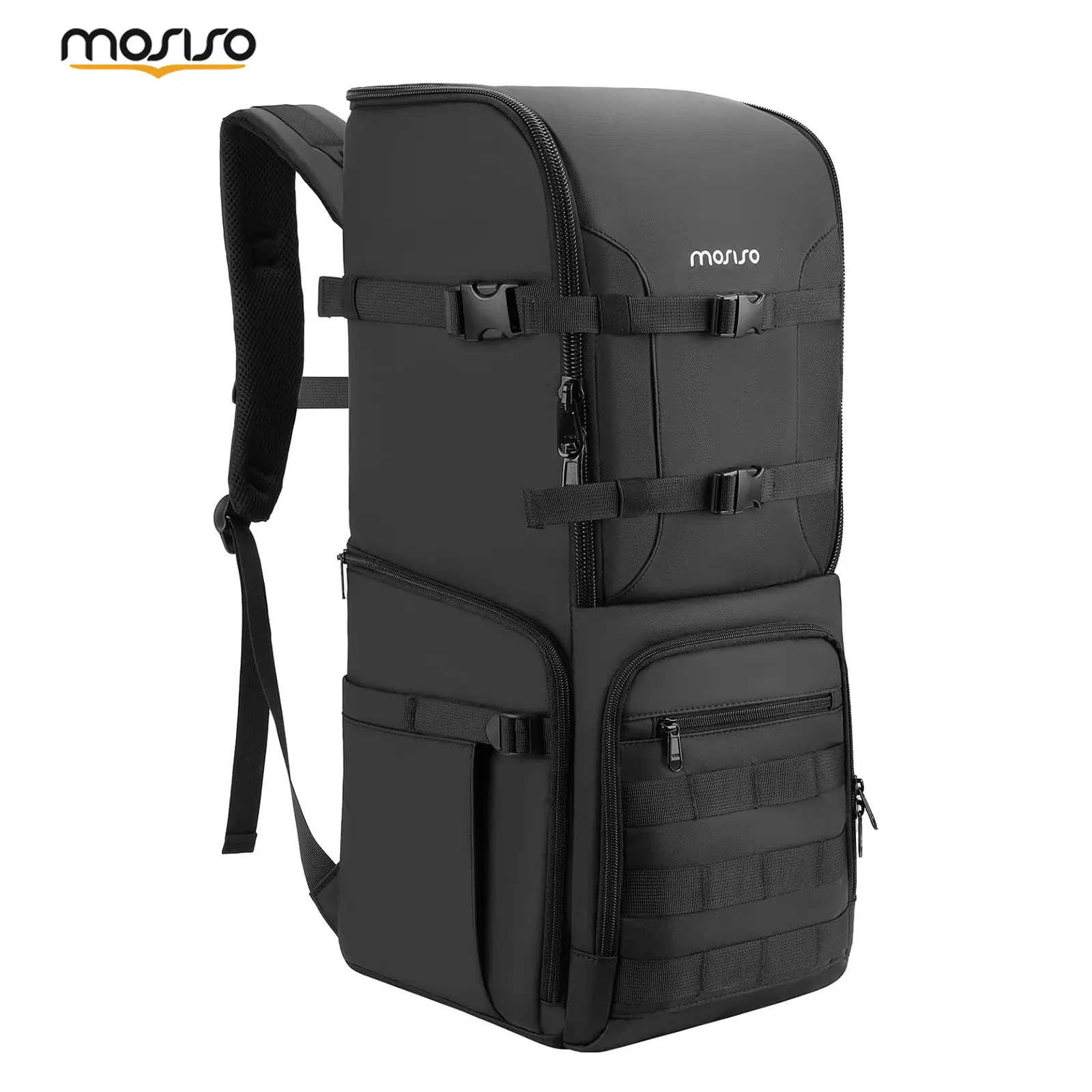 MOSISO Camera Backpack, Waterproof DSLR Photography Bag with Telephoto Lens Compartment, Laptop Sleeve & Tripod Holder for Canon Nikon Sony Cameras, Travel Outdoor Shooting Bag, Black