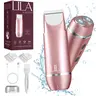 LILA by Akunbem Women's Face+Body 2-in-1 Multifunctional Hair Trimmer - Dual Heads Electric Shaver, IPX7 Waterproof, Wet/Dry Use, Lithium Ion, User-Friendly Interface, Legs & Arms Trim, Dry Shaving Solutions