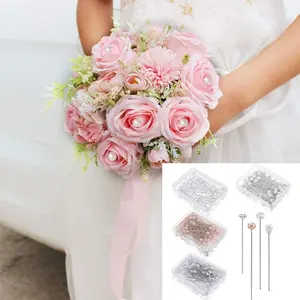 400 pcs set floral pins with storage box, 4 styles, multifunctional pins, suitable for floral decoration, DIY handicrafts, wedding decoration, home decor