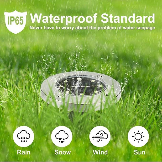 4/8/12/24Pcs Solar Ground Light, 8-LED Solar Powered Lawn Lights, Outdoor Waterproof LED Pathway Light, In-Ground Lights for Yard, Lawn, Driveway, White/Warm