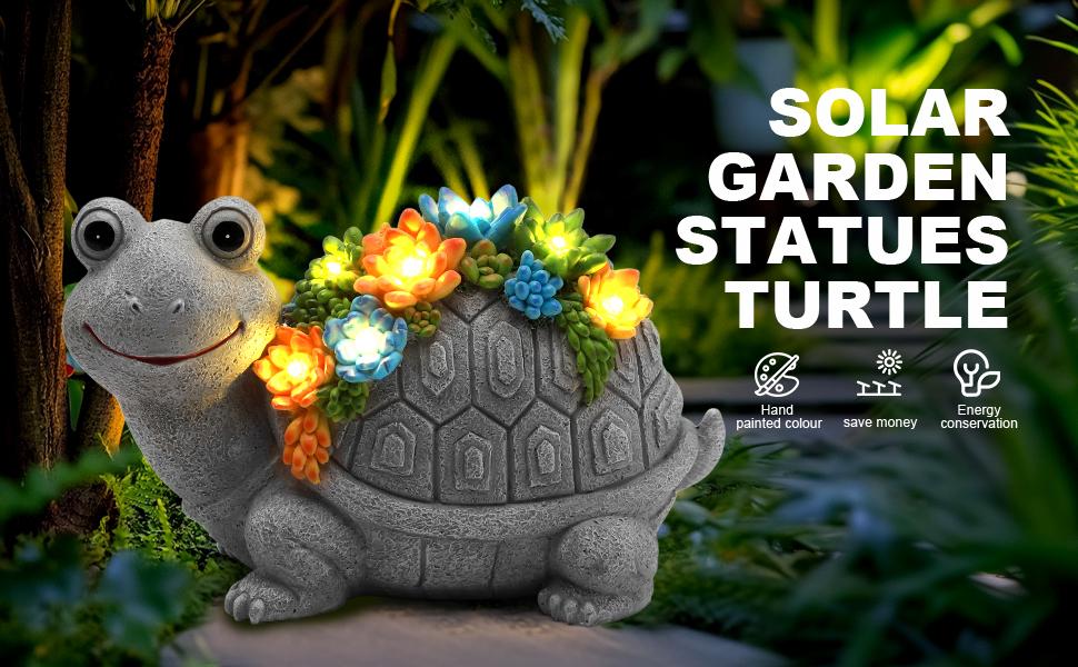 Solar Garden Statues,Outdoor Solar Elephant/Turtle/Dinosaur Statue Crafts,Suitable For Gardens, Courtyard Paths, Yards, Terraces,Mom,Mother's Day Gifts,Housewarming,Gardening Gift,Garden Accessories