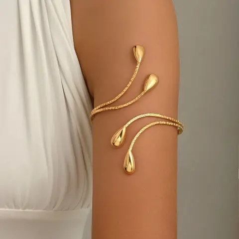 1Pc Versatile Bohemian-Style Arm Cuff, Cuff Bangle Bracelet, Boho Style Bangles, Adjustable Fit: Featuring a Teardrop-Shaped Open Design, Perfect for Women, Ideal for Daily Wear, Beach Vacations, Parties, A Gift for Moms, Partners, Friends