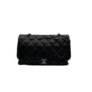 Pre-owned CHANEL FRANCE Crossbody Bags H1 Classic Flap (CF) medieval single cover three layer medium black and silver cross body bag 62172