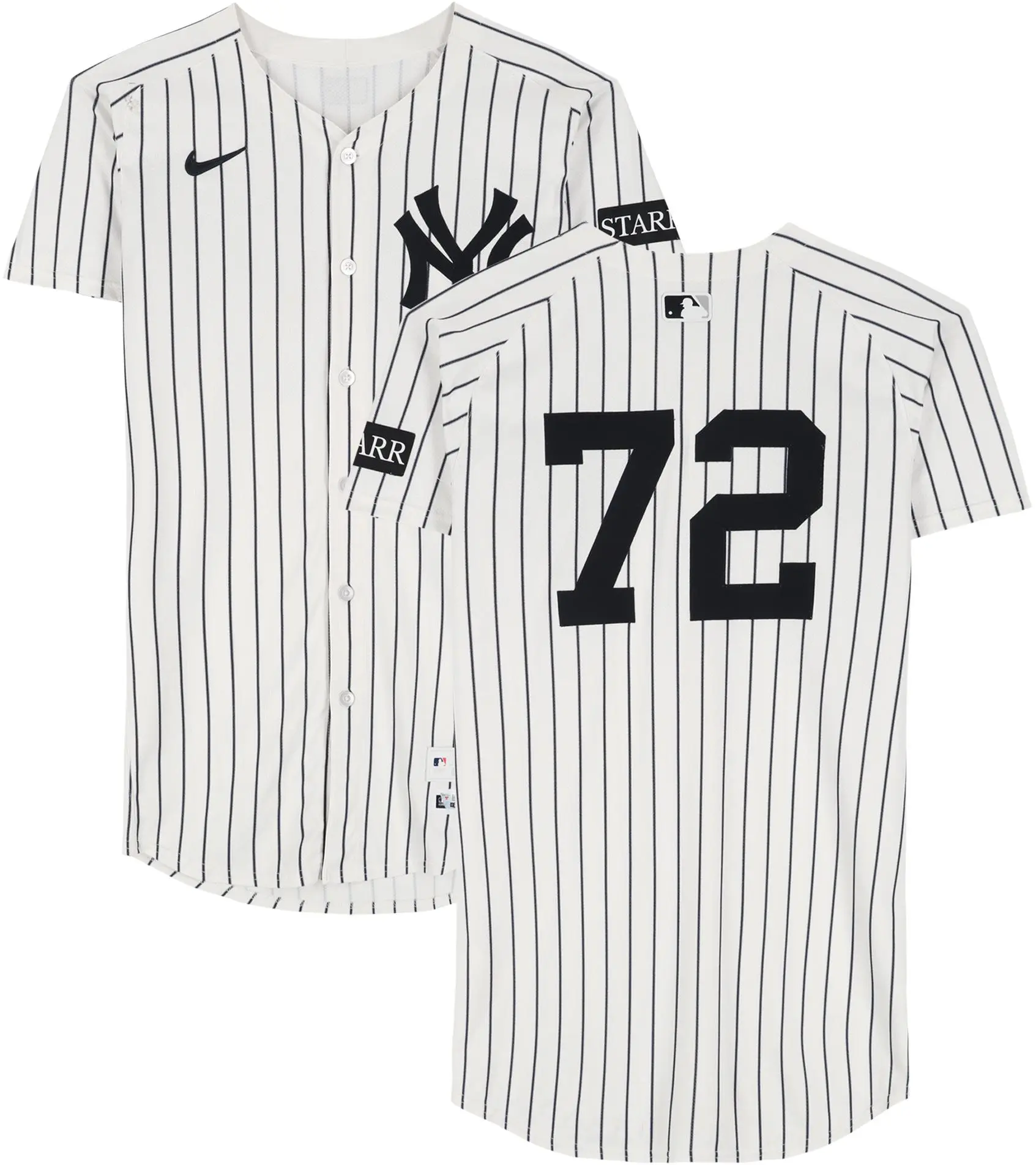 Jose Caballero New York Yankees Player-Worn #72 White Pinstripe Jersey vs. Toronto Blue Jays on October 8, 2025 - Fanatics Authentic Certified