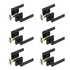 【fathersdaygift】VEVOR Passage Door Handle6 Pack Matte Black Door LeverLeft or Right Handing Reversible Lever Non-Locking45° Rotation to OpenUniversal Square Interior for HallwaysClosetsMeeting Spaces