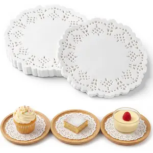 300 PCS 3.5 Inch Round Lace Paper Doilies Disposable White Paper Placemats for Wedding Birthday Tableware Food Cakes Desserts Decorations