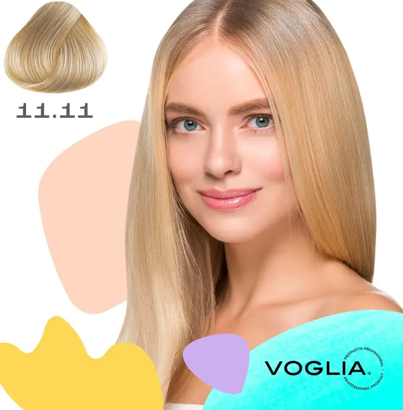 Voglia Salon Hair Color Cream, 11.11 Ultra Light Intense Ash Blonde Hair Dye for Haircare Needs