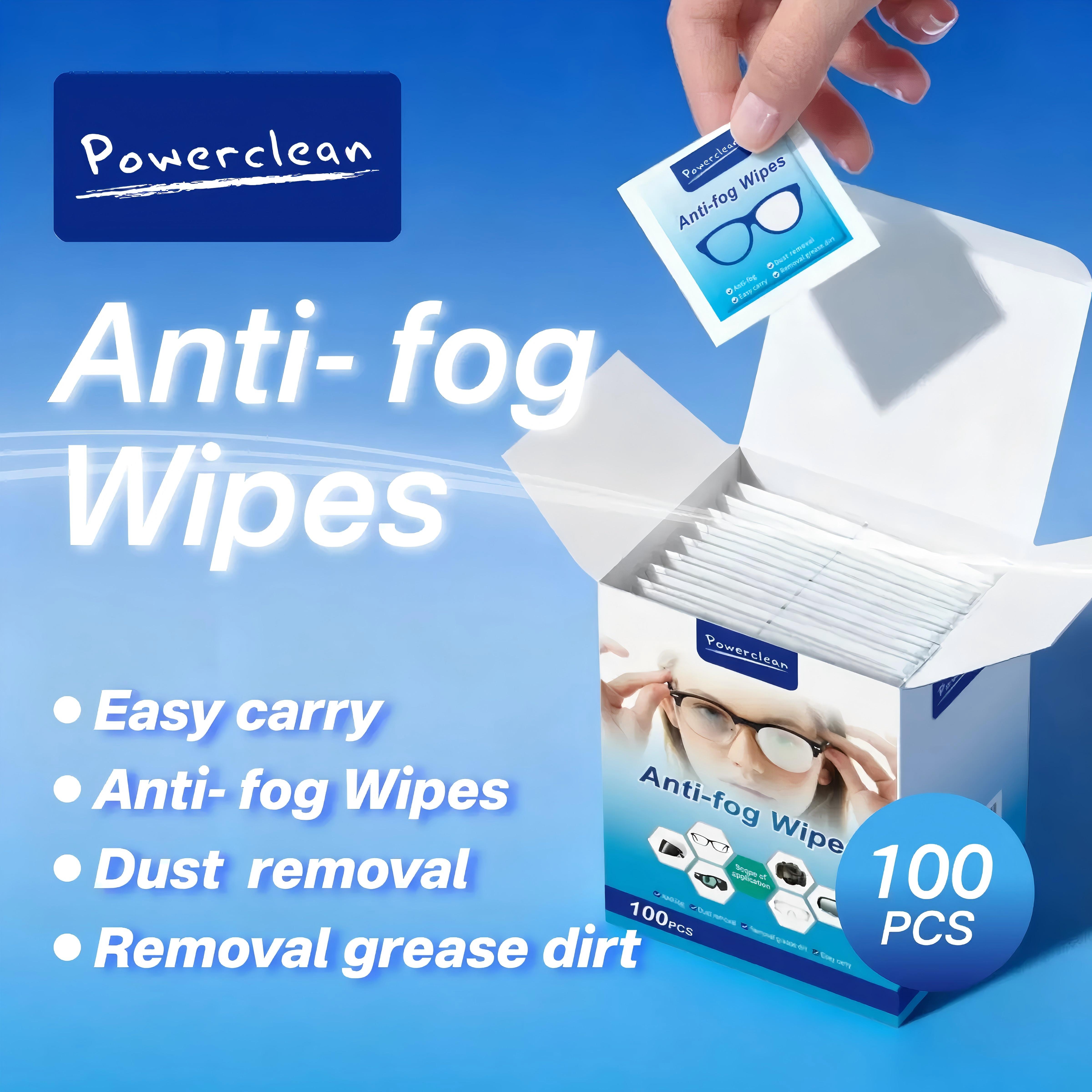 CELLOVER Anti Fog Lens Wipes 100 pcs IndividuallWrapped Streak Free Cleaner for for Eyeglasses, Sunglasses, Goggles, Screen, Phone, Individually Wrapped Eye Glasses Cleaner