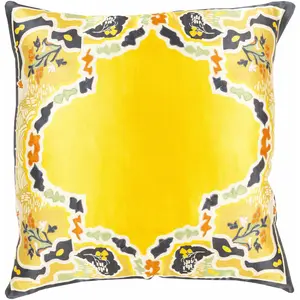 Ashwell Yellow Floral Pattern Pillow - Clearance