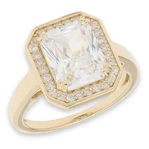 Radiance by Absolute™ 6ctw Simulated Diamond Emerald Cut Halo Ring