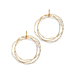 Gold Triple Wavy Halo Hoop Earrings