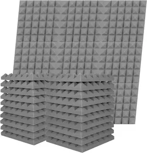 Pyramid-Shape Soundproof Acoustic Insulation Foam Panels, 12x12x2 Inches Studio Wall Ceiling Tiles for Mixing Recording, 12-96 Pack Isolation Tiles