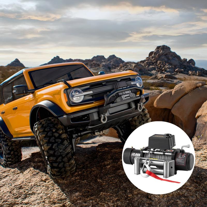 Heavy Duty Truck Winch 12000lbs Electric Winch With 85ft / 26m Steel Cable, 12V Power Winch For Jeep, UTV, ATV And Truck, Wireless Remote Control, High Torque Motor, Durable All Metal Gearbox And Marine Grade Construction