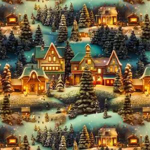 Nostalgic Mountain Town Christmas Wrapping Paper Rolls | Festive Winter Village Xmas Gift Wrap