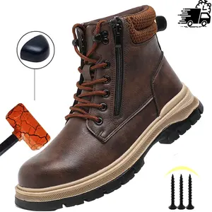 Safety Shoes Men Work Sneakers Indestructible Shoes Puncture-Proof Protective Shoes Work Boots Water resistant Slip Resistant Construction Work Shoes wear resistant best steel toe non-slip work shoes Closed Footwear