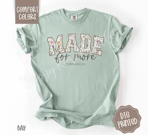 Made For More Christian Graphic Tee for Women, Comfort Colors Short Sleeve, Crew Neck, Casual Summer Top, 100% US Cotton