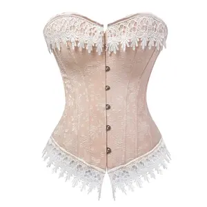 Corset Top Bustier Lingerie for Women Flower Sexy Lace up Burlesque Vintage Halloween Renissance Floral Victorian Plus Size Costume Outfits Pink