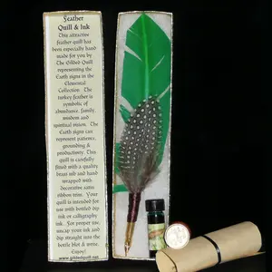 GREEN EARTH QUILL Pen Elemental Ink Set, Dip Pen, Includes Green Ink, Compact Design, Ideal for Writing and Drawing