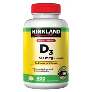 Kirkland Signature Extra Strength D3 50 mcg 600 Softgels Supports Bone Teeth Muscle & Immune Health USP Verified Essential Vitamin Dietary Healthcare