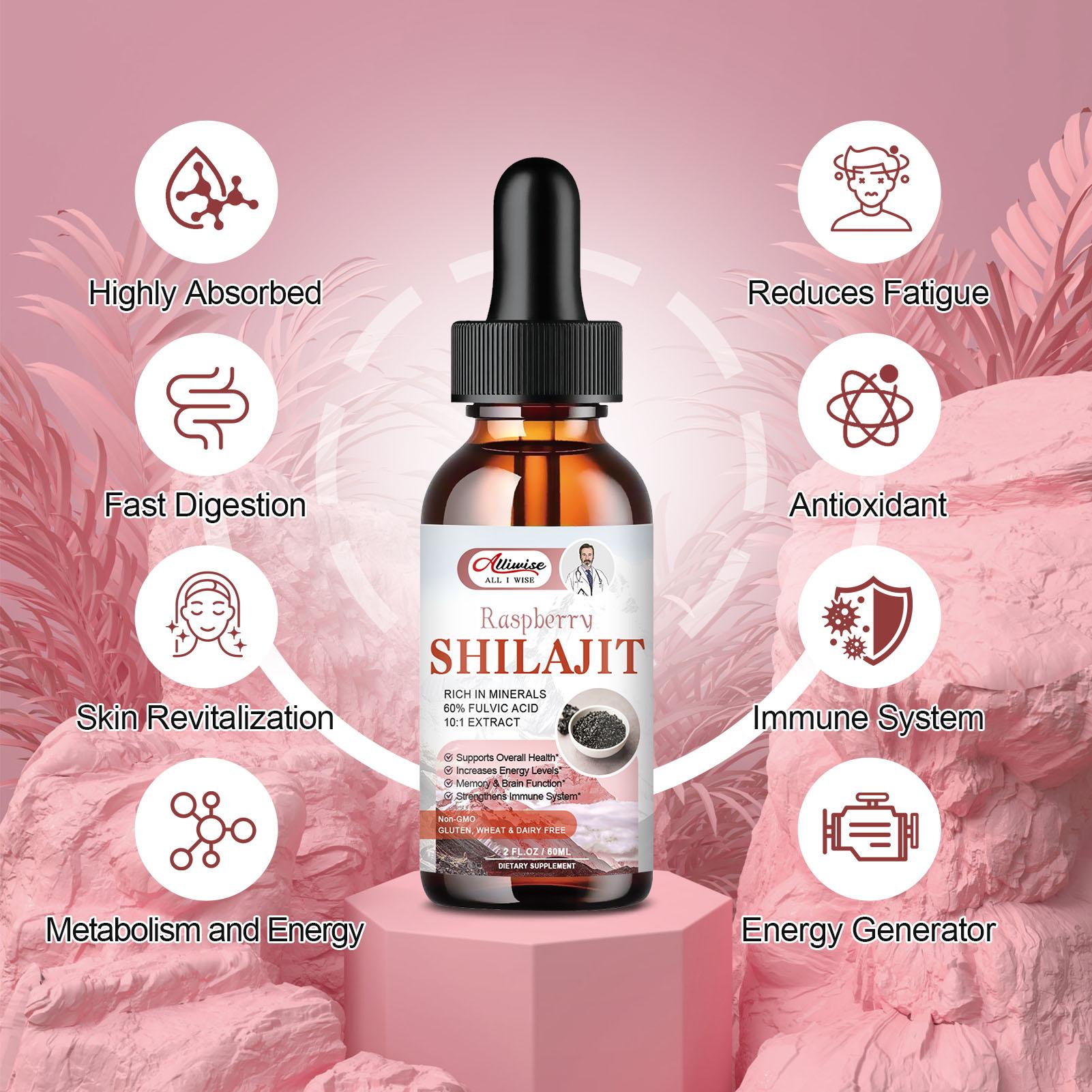 【Shilajit Liquid Drops 2 FL.OZ 60ml per Bottle】With Fulvic Acid&85+ Trace Minerals Complex Supplement Edible Fitness Healthcare Dietary