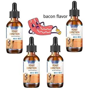 5PCS Dog Ear & Skin Relief Drops, Yeast Infection Treatment for Dogs – Bacon Flavor 60ml | Soothes Itching, Supports Healthy Ears & Skin, Allergy Relief for Puppies & Dogs