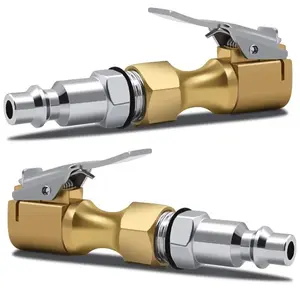 Brass Car Tire Air Chuck, Closed Flow Tire Chuck, Heavy Duty Lock On Tire Chuck with Clip for Inflator Gauge Compressor Accessories, Tire Inflator Tool, Tire Inflation Tool