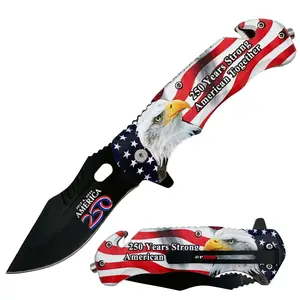 US 2916-2 4.75" USA 250 Eagle Rescue Knife Multifunctional Fruit with Belt Cutter, Glass Breaker, Belt Clip