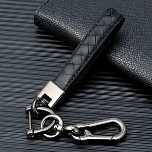 Hand Woven Lambskin Car KeyChain Detachable Metal 360 Degree Rotating Horseshoe Buckle Key Chain For Men Women Gifts