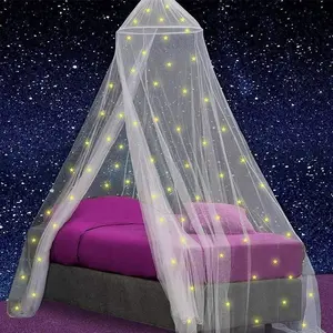 Bed Canopy Princess Bed Curtain Draperies DIY Luminous Star Mosquito Net for Baby Girl Boy Gift king