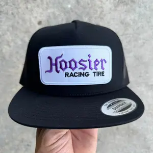 Hoosier Tire Vintage Snapback Trucker Hat Mesh Back Yupoong 6006 trucker hat, Adjustable Mesh Back Hat