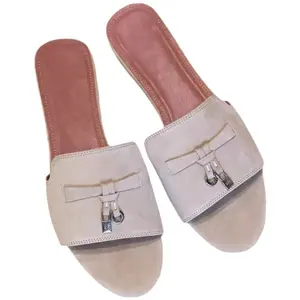 Leather Sandals Women Dressy - Non-Slip Womens Sandals with Memory Foam Insole Slides for Women Footwear - Lightweight Flat Sandals for Women 2026