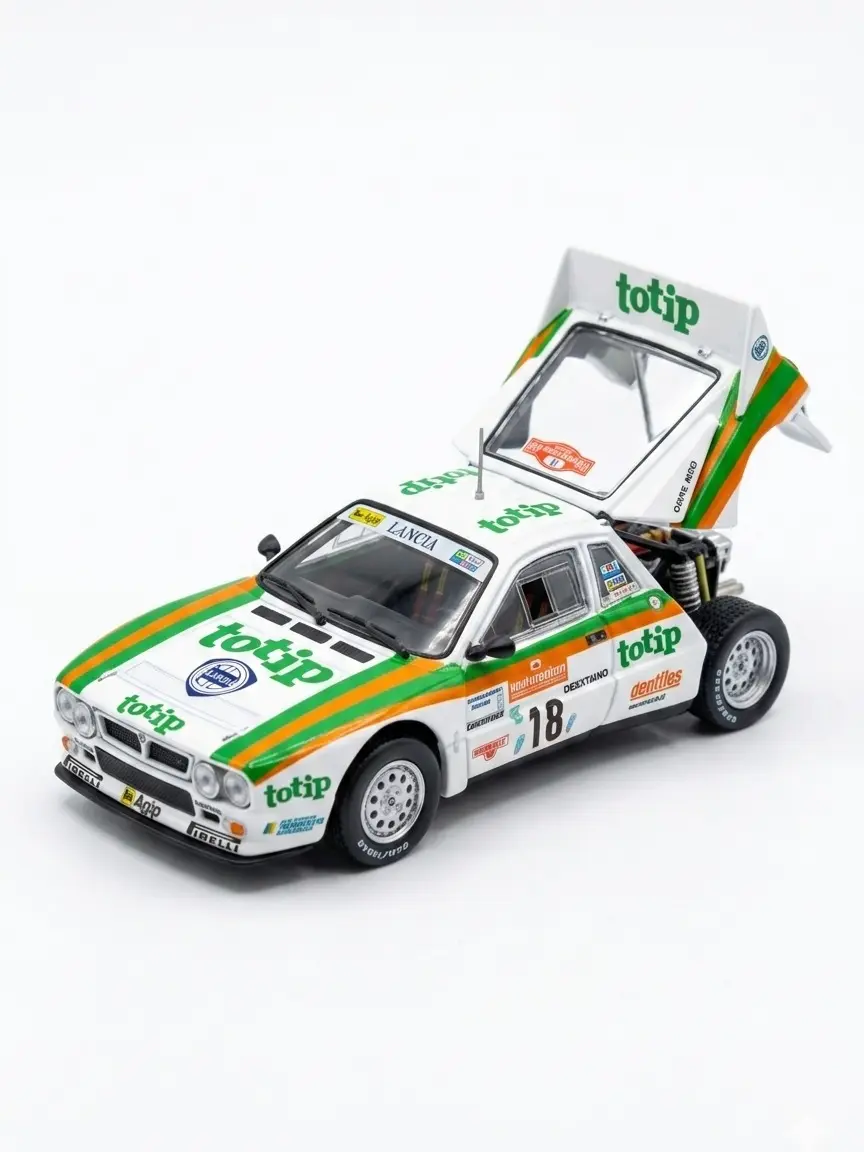 LANCIA 037 RALLY Die Cast Metal Model Car - #18 "RALLYE SANREMO" 1983, 1/64 Scale TARMAC WORKS T64P-TL002-83 Collectible Toy for Car Enthusiasts, BBR Models-Inspired, Attention to Detail