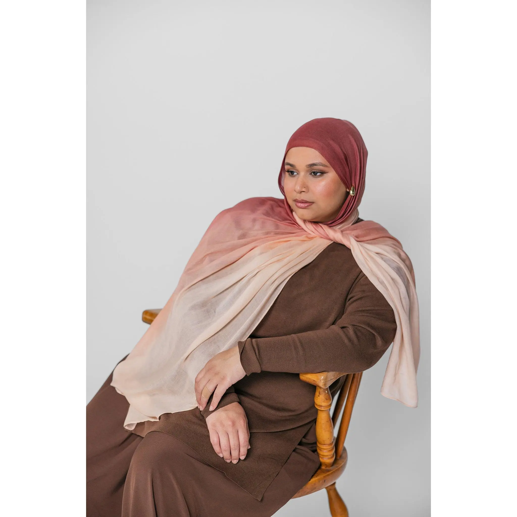 VELA Ombre Clay Hijab for Women, Soft Terracotta Gradient Head Scarf, Warm and Versatile for an Elegant Hijab Style, Wrap, Modal Fabric