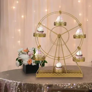 23" Gold Metal Rotating Large Ferris Wheel Dessert Cupcake Holder For Birthday Party Wedding Tea Baby Shower
