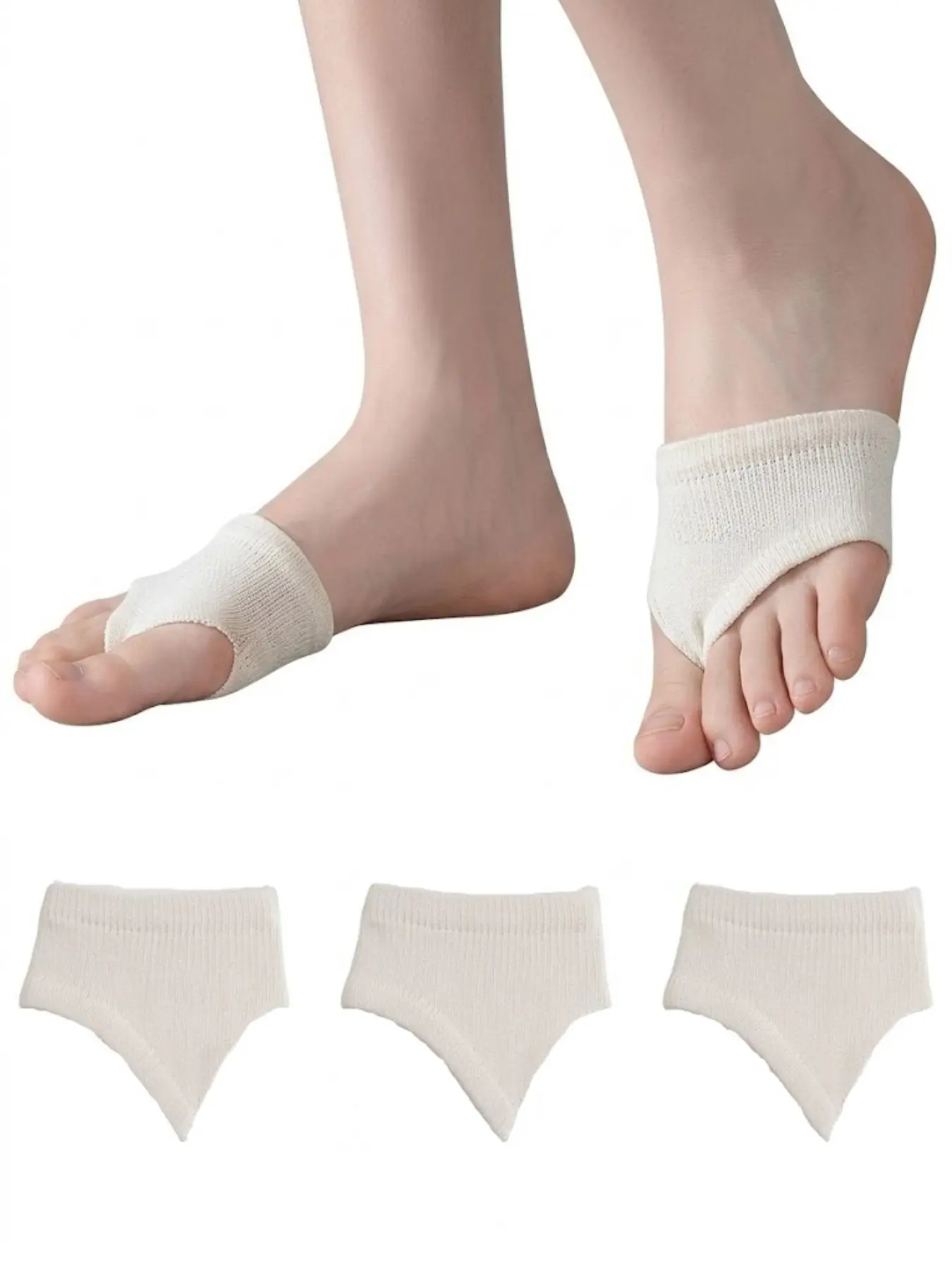 3 Pairs Women's Invisible Toe Socks Non-Slip Toe Split Tabi Socks No Show Half Socks for Heels Sandals Mules Loafers Flip