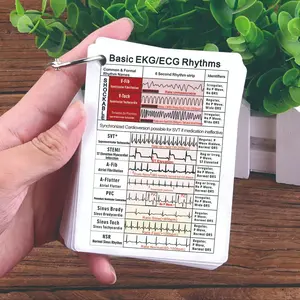 EKG & ECG Rhythms Cheat Sheet Card, 12 Sheets/set Pocket Card with Hanging Hole, Medical Pocket Card for Healthcare, Nursing, Medical Students