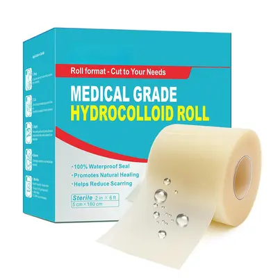 Hydrocolloid Roll For Wound Care - Medical Grade Hydrocolloid Bandages With Flexible & Waterproof, Ultra-Thin, Self-Adhesive, DIY Shape & Size Home First Aid Kit Essential (2in*5ft
