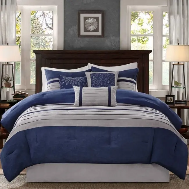 Madison Park MP10-2267 Palmer 7 Piece Comforter Set, Red - King