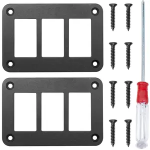 Rocker Switch Panel 3 Way Housing Holder 3 Gang Black Waterproof Anodized Aluminium Switch Shell Bracket with Screws for Car Boat Truck RV 2pcs