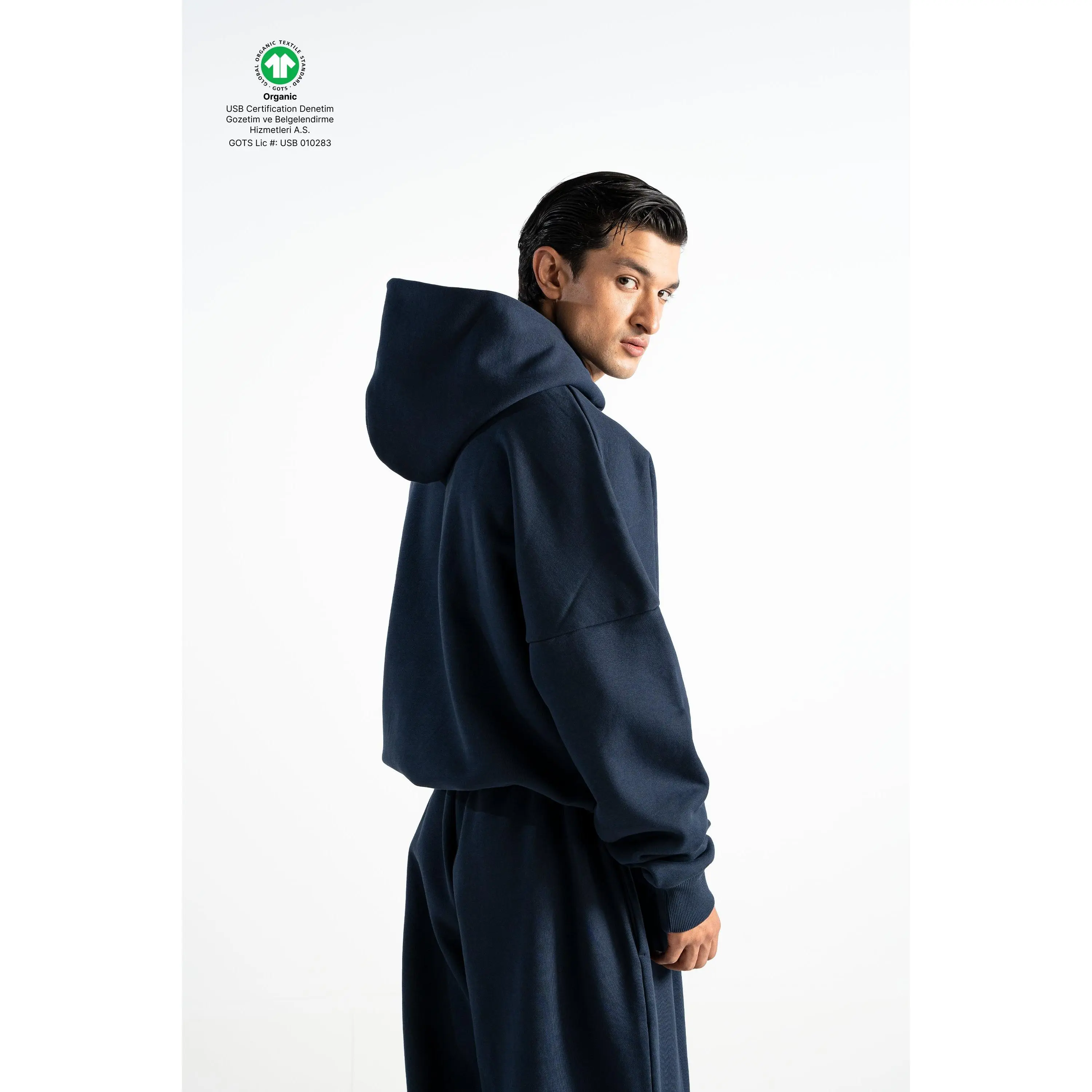 Heavyweight Boxy Hoodie 520GSM – 100% GOTS Organic Cotton Oversized Unisex Pullover Hoodie [Deep Navy]