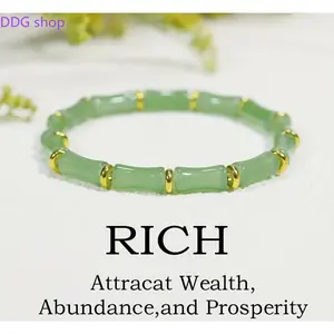 Women's Adjustable Chinese-Style Lucky Bamboo Knot Beaded Bracelet with Crystal Feng Shui Charm, Bracelets for Women, Lunar New Year Gift, Daily Wear Fashion Costume Jewelry Accessory