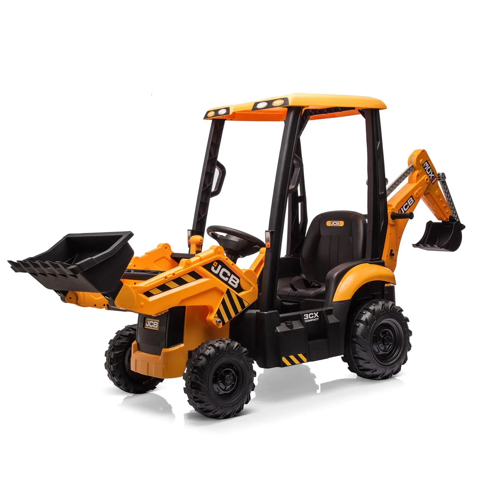 4 in 1 Kids Excavator Ride On Toy with Remote Control & Front Loader & Digger, Four Transformable Forms Kids Ride On Car Toy-Yellow